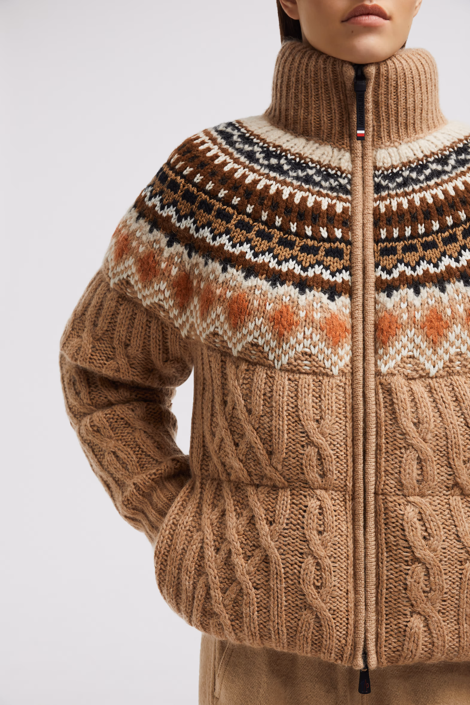 Wool, Mohair & Alpaca Short Down Jacket Women Multicolour Moncler 6